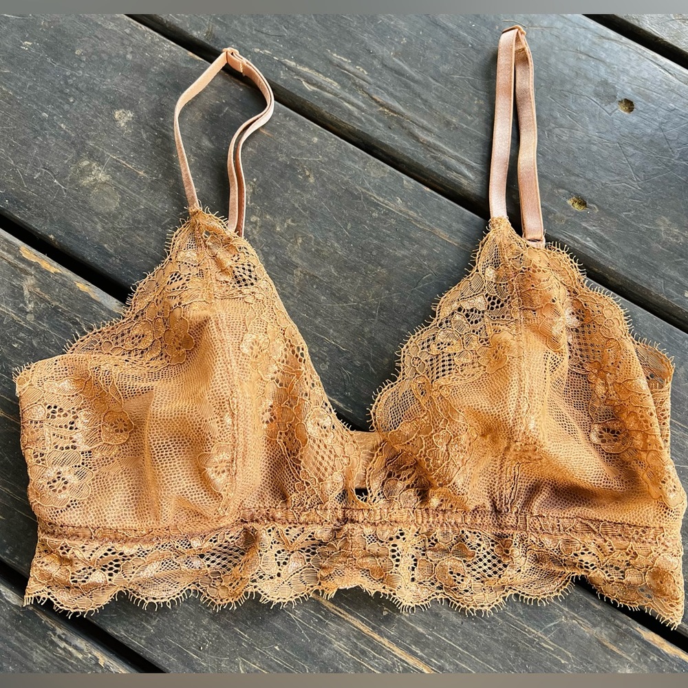 Ambrielle Tan Lace Bralette Bra Medium (Final Sale)